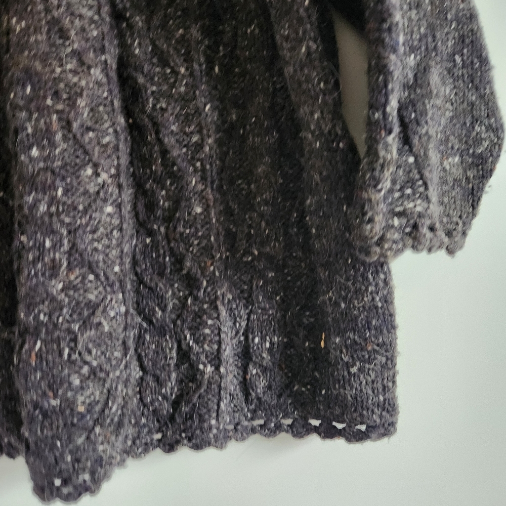 Anne Klein Charcoal and Cream Fair Isle Cable-Knit Sweater - Picture 5 of 7